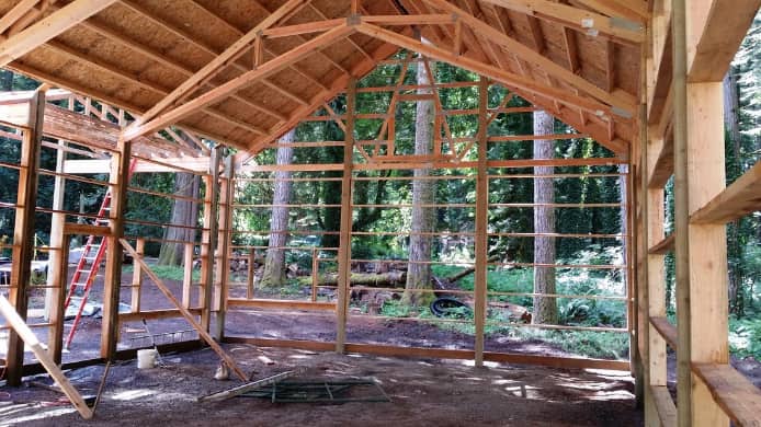 Oregon Pole Barn under construction
